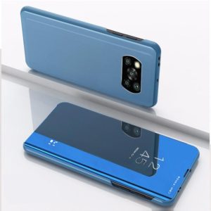 For Xiaomi Poco X3 NFC Plated Mirror Horizontal Flip Leather Case with Holder(Blue) (OEM)