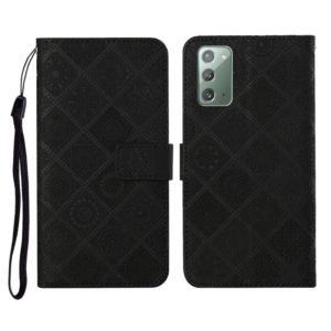 For Samsung Galaxy Note20 Ethnic Style Embossed Pattern Horizontal Flip Leather Case with Holder & Card Slots & Wallet & Lanyard(Black) (OEM)
