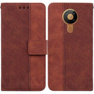 For Nokia 5.3 Geometric Embossed Leather Phone Case(Brown) (OEM)