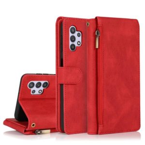 For Samsung Galaxy A32 5G Skin-feel Crazy Horse Texture Zipper Wallet Bag Horizontal Flip Leather Case with Holder & Card Slots & Wallet & Lanyard(Red) (OEM)