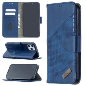 For iPhone 12 Pro Max Matching Color Crocodile Texture Horizontal Flip PU Leather Case with Wallet & Holder & Card Slots(Blue) (OEM)