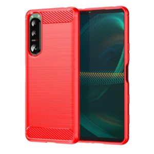 For Sony Xperia 5 III Brushed Texture Carbon Fiber TPU Phone Case(Red) (OEM)