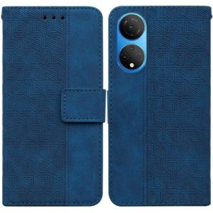 For Honor X7 Geometric Embossed Leather Phone Case(Blue) (OEM)
