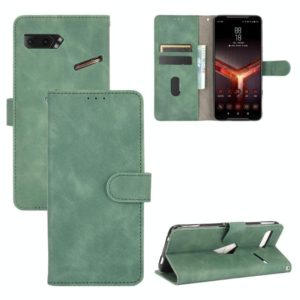 For ASUS ROG Phone II ZS660KL Solid Color Skin Feel Magnetic Buckle Horizontal Flip Calf Texture PU Leather Case with Holder & Card Slots & Wallet(Green) (OEM)