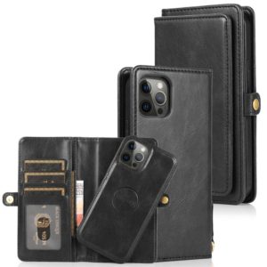 For iPhone 12 / 12 Pro Multiple Card Slots Detachable Magnetic Horizontal Flip Leather Case with Card Slots & Holder & Wallet(Black) (OEM)