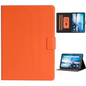 For Lenovo Tab M10 Solid Color Horizontal Flip Leather Case with Card Slots & Holder(Orange) (OEM)