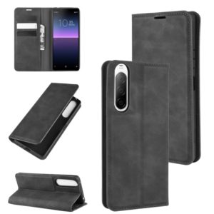 For Sony Xperia 10 II Retro-skin Business Magnetic Suction Leather Case with Holder & Card Slots & Wallet(Black) (OEM)