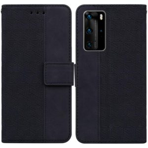 For Huawei P40 Pro Geometric Embossed Leather Phone Case(Black) (OEM)