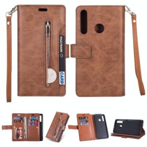 For Samsung Galaxy M30 / Galaxy A40s Multifunctional Zipper Horizontal Flip Leather Case with Holder & Wallet & 9 Card Slots & Lanyard(Brown) (OEM)