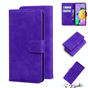 For LG K52 / K62 / Q52 Skin Feel Pure Color Flip Leather Phone Case(Purple) (OEM)