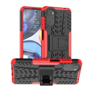 For Motorola Moto G22/E32 Tire Texture TPU + PC Phone Case with Holder(Red) (OEM)
