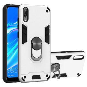 For Huawei Y7 Pro (2019) 2 in 1 Armour Series PC + TPU Protective Case with Ring Holder(Silver) (OEM)