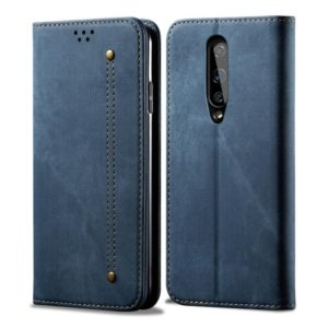 For OnePlus 8 Denim Texture Casual Style Horizontal Flip Leather Case with Holder & Card Slots & Wallet(Blue) (OEM)