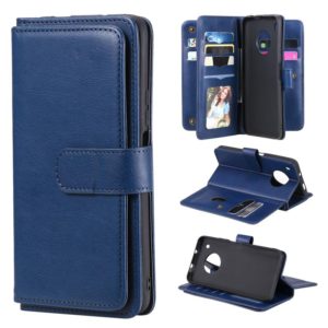 For Huawei Y9a Multifunctional Magnetic Copper Buckle Horizontal Flip Solid Color Leather Case with 10 Card Slots & Wallet & Holder & Photo Frame(Dark Blue) (OEM)