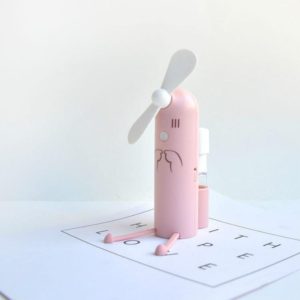 Creative Mobile Phone Bracket Cartoon Spray Mini Fan Portable Usb Fan(Pink) (OEM)