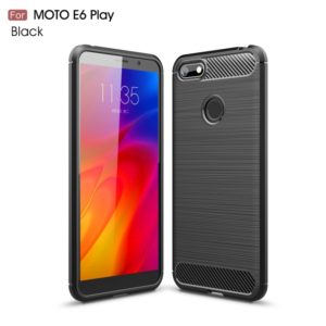 For Motorola Moto E6 Play Brushed Texture Carbon Fiber TPU Case(Black) (OEM)
