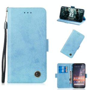 For Nokia 3.2 Retro Horizontal Flip PU Leather Case with Card Slots & Holder(Blue) (OEM)