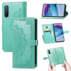 For OnePlus Nord CE 5G Mandala Flower Embossed Horizontal Flip Leather Case with Holder & Three Card Slots & Wallet & Lanyard(Green) (OEM)