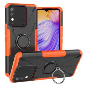For Tecno Spark 8 Armor Bear Shockproof PC + TPU Phone Case with Ring Holder(Orange) (OEM)
