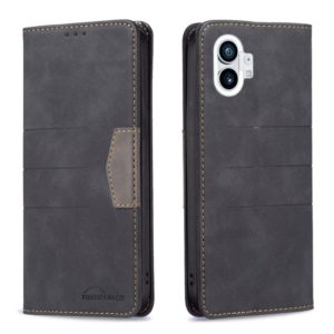 For Nothing Phone 1 Magnetic Splicing Leather Phone Case(Black) (OEM)