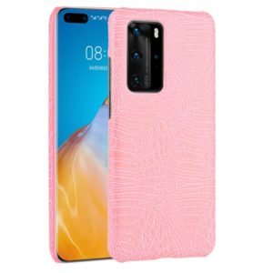 For Huawei P40 Pro Shockproof Crocodile Texture PC + PU Case(Pink) (OEM)