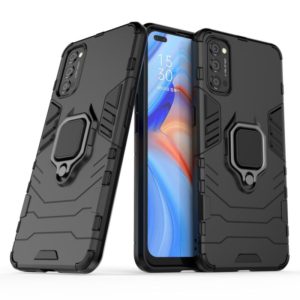 For OPPO Reno4 PC + TPU Anti-fall Protective Case with Ring Holder(Black) (OEM)