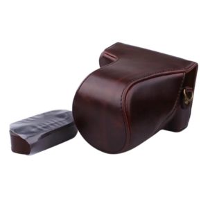 Full Body Camera PU Leather Case Bag with Strap for Canon EOS M200 (15-55mm Lens) (Coffee) (OEM)