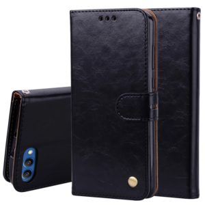 Business Style Oil Wax Texture Horizontal Flip Leather Case for Huawei Honor 10, with Holder & Card Slots & Wallet(Black) (OEM)