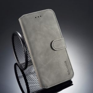 DG.MING Retro Oil Side Horizontal Flip Case for iPhone 8 Plus & 7 Plus, with Holder & Card Slots & Wallet (Grey) (DG.MING) (OEM)