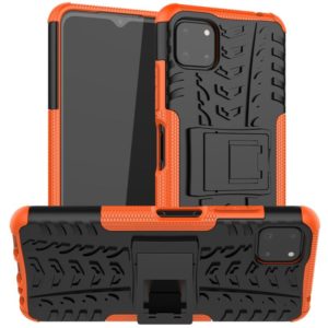 For Samsung Galaxy A22 5G Tire Texture Shockproof TPU+PC Protective Case with Holder(Orange) (OEM)