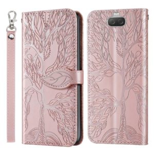 For Sony Xperia 8 Life of Tree Embossing Pattern Horizontal Flip Leather Case with Holder & Card Slot & Wallet & Photo Frame & Lanyard(Rose Gold) (OEM)