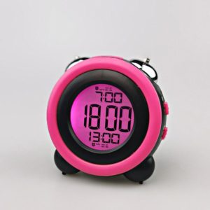 0705 Big Volume Simple Three-Dimensional LED Alarm Clock Mute Luminous Electronic Clock(Black Shell Pink) (OEM)