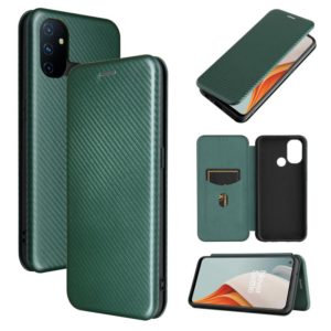 For OnePlus Nord N100 Carbon Fiber Texture Horizontal Flip TPU + PC + PU Leather Case with Card Slot(Green) (OEM)