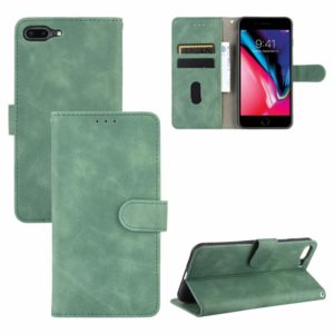 For iPhone 8 Plus & 7 Plus Solid Color Skin Feel Magnetic Buckle Horizontal Flip Calf Texture PU Leather Case with Holder & Card Slots & Wallet(Green) (OEM)