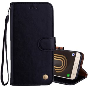 For Samsung Galaxy J5 (2017) / J530 (EU Version) Business Style Oil Wax Texture Horizontal Flip Leather Case with Holder & Card Slots & Wallet(Black) (OEM)