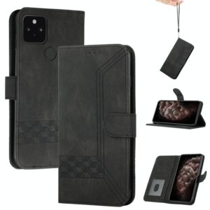For Google Pixel 5 Cubic Skin Feel Flip Leather Phone Case(Black) (OEM)