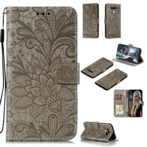 For LG Q Stylo 6 Lace Flower Horizontal Flip Leather Case with Holder & Card Slots & Wallet & Photo Frame(Grey) (OEM)