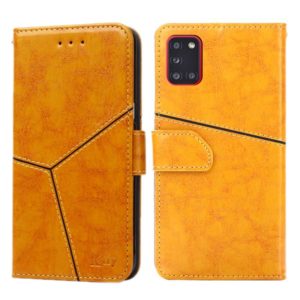 For Samsung Galaxy A31(EU Version) Geometric Stitching Horizontal Flip TPU + PU Leather Case with Holder & Card Slots & Wallet(Yellow) (OEM)