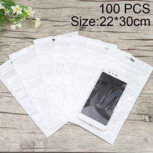 100 PCS 22cm x 30cm Hang Hole Clear Front White Pearl Jewelry Zip Lock Packaging Bag, Custom Printing and Size are welcome (OEM)