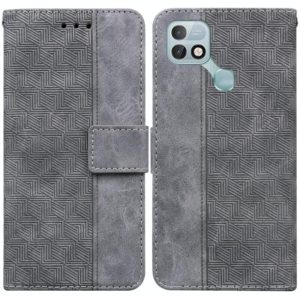For Infinix Hot 10i / Smart 5 Pro X659B / PR652B / S658E Geometric Embossed Leather Phone Case(Grey) (OEM)
