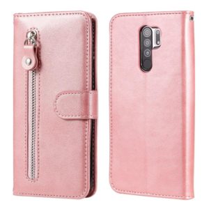 For Xiaomi Redmi 9 Fashion Calf Texture Zipper Horizontal Flip Leather Case with Holder & Card Slots & Wallet Function(Rose Gold) (OEM)