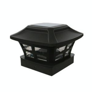 4 inch Outdoor Solar Column Lamp White + Warm White Light Garden Lamp(Black) (OEM)
