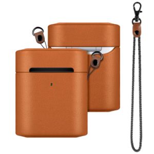 Wireless Earphone Protective Shell Leather Case Split Storage Box For Airpods 2(Brown) (OEM)