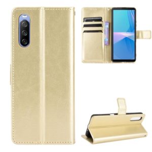 For Sony Xperia 10 III Crazy Horse Texture Horizontal Flip Leather Case with Holder & Card Slots & Lanyard(Gold) (OEM)