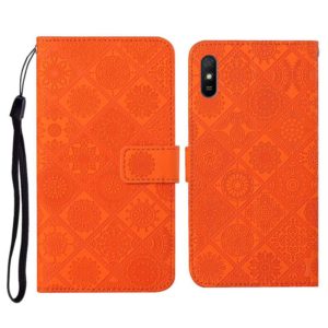 For Xiaomi Redmi 9A Ethnic Style Embossed Pattern Horizontal Flip Leather Case with Holder & Card Slots & Wallet & Lanyard(Orange) (OEM)