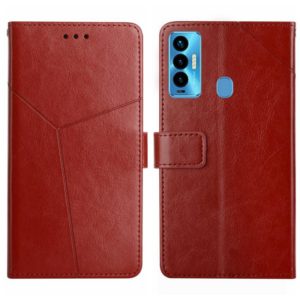 For Tecno Camon 18i HT01 Y-shaped Pattern Flip Leather Phone Case(Brown) (OEM)