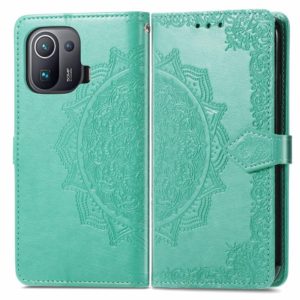 For Xiaomi Mi 11 Pro Mandala Embossing Pattern Horizontal Flip Leather Case with Holder & Card Slots & Wallet & Lanyard(Green) (OEM)