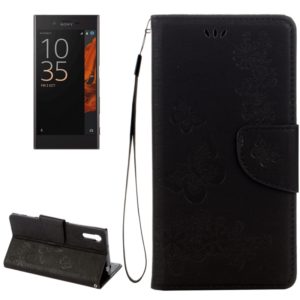 For Sony Xperia XZ Power Butterflies Embossing Horizontal Flip Leather Case with Holder & Card Slots & Wallet & Lanyard(Black) (OEM)