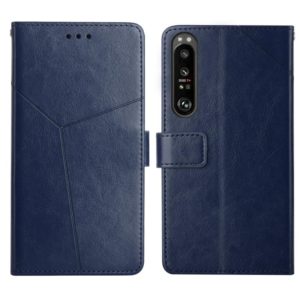 For Sony Xperia 5 III Y Stitching Horizontal Flip Leather Phone Case with Holder & Card Slots & Wallet & Photo Frame(Blue) (OEM)