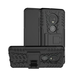 Tire Texture TPU+PC Shockproof Case for Motorola G7, with Holder (Black) (OEM)